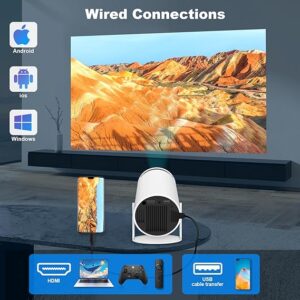HY300 PRO Smart Projector 4K Support, Android TV 11, WiFi 6, Bluetooth 5.0 Portable Mini Projector with Auto Keystone & 180° Rotation