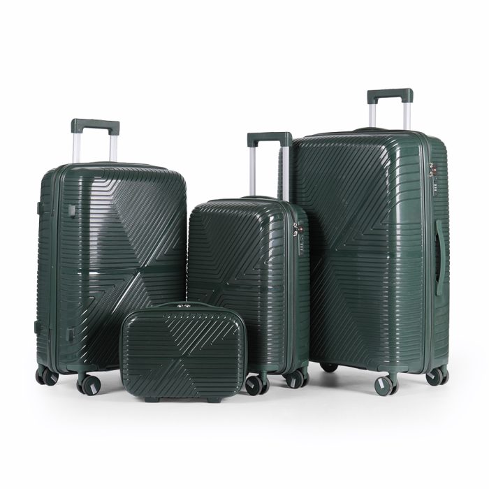 New 4-Piece PP Unbreakable Luggage Set with Beauty Case (28″, 24″, 20 & 18″) sizes