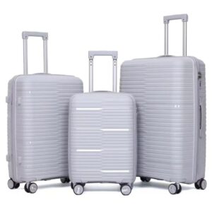 3-Piece Expandable Polypropylene Luggage Set – Security zipper - 360° Spinner Wheels (28″, 24″, 20″) sizes