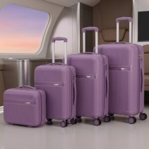 [P802-4PC] 4-Piece PP Unbreakable Luggage Set with Beauty Case (28″, 24″, 20 & 18″) sizes