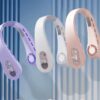Portable Rechargeable Head Fan Rechargeable Portable Bladeless Neck Cooling Electric Fan Hanging Neck Fan