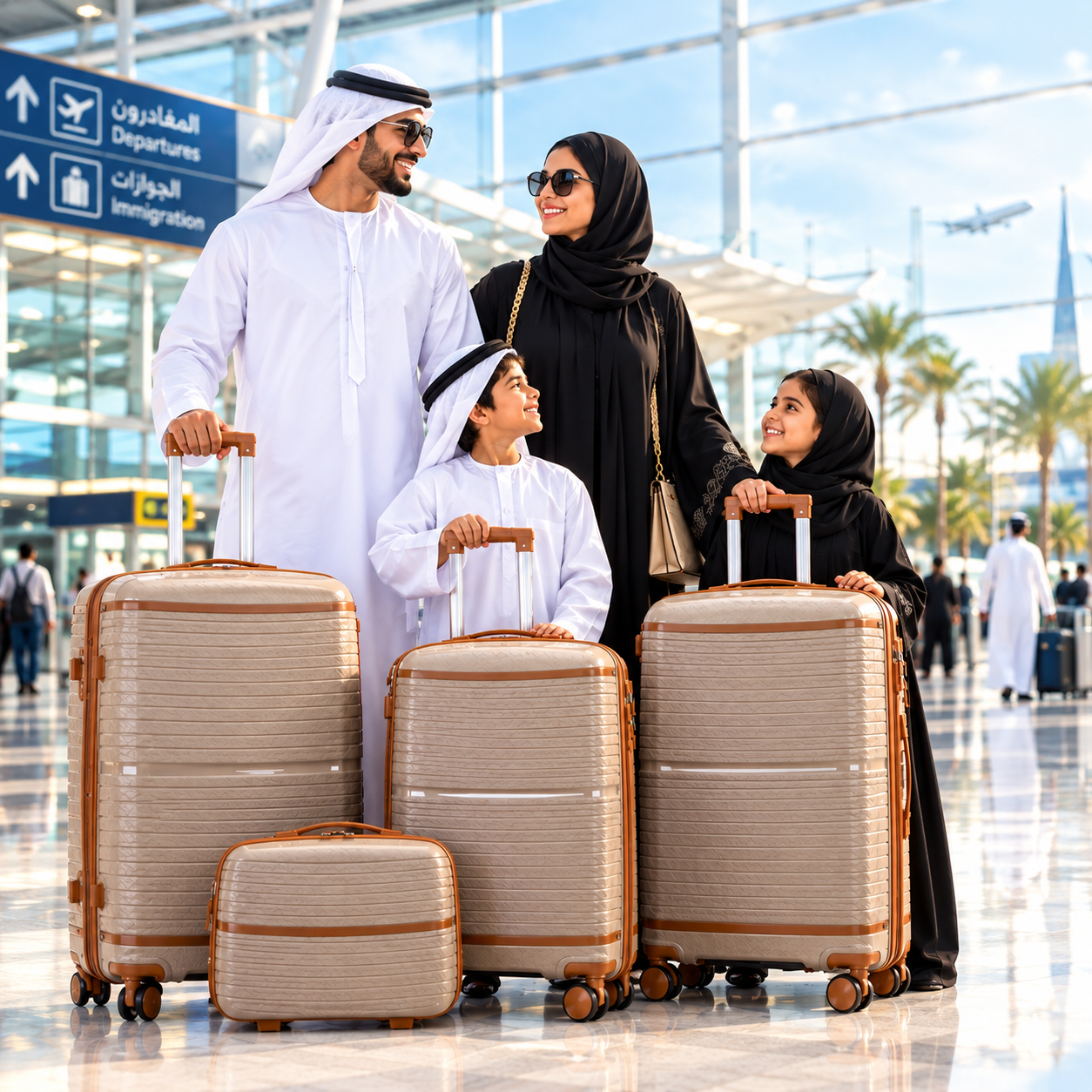 Happy Family Journey Through the Airport